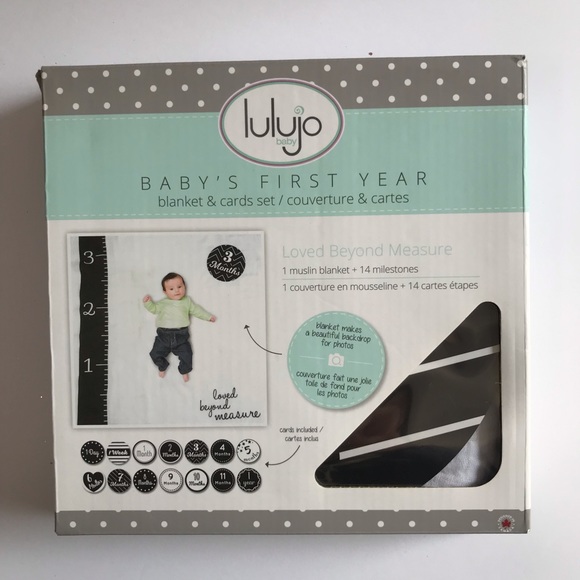 Lulujo first year Muslin blanket milestones gender neutral Loved beyond measure - Picture 5 of 12